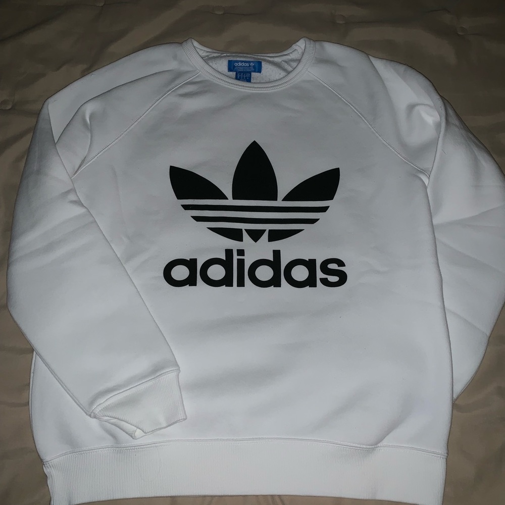 white adidas crewneck sweatshirt